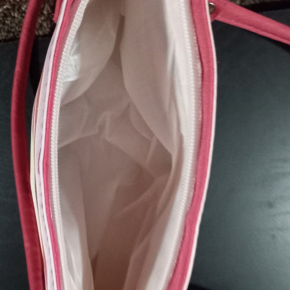 Stripped pink, green, black, white purse - Picture 5 of 5